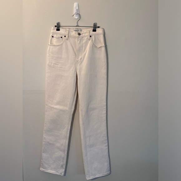 Abercrombie & Fitch white 90’s straight ultra high rise jeans size 4 - Picture 5 of 10